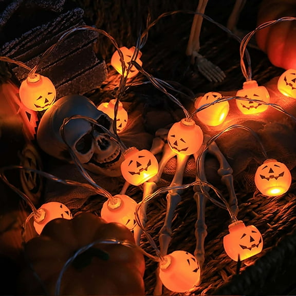 Wadada Halloween Pumpkin String Lights, 4.9FT 10 LED Pumpkin Lights for Halloween Decorations, Battery Operated, Orange Jack-O-Lantern for Fall, Backyard, Party, Porch, Tree(Mini Pumpkin)
