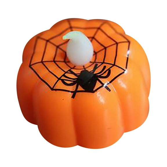 Wadada Halloween Pumpkin Tea Lights Decorations Fall Decor, 12 Pack LED Orange Pumpkin Lights Flameless Candles Battery Operated, Thanksgiving Tealight Candle for Home Table Indoor Party Decor
