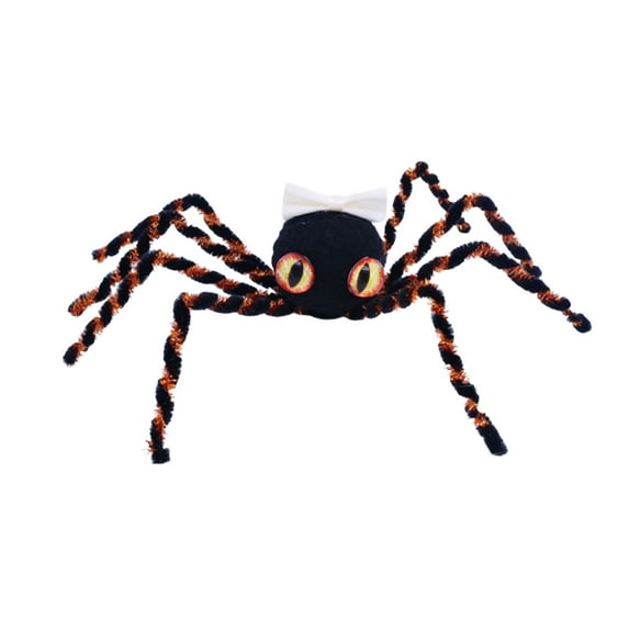 Wadada Halloween Spiders Decoration,Outdoor Halloween Spider Decor Outside, Cute Fake Black Spider,Realistic Hairy Spiders for Indoor Haunted House Prop Yard Lawn Garden Decor(11.8x2.4 Inch, Orange)