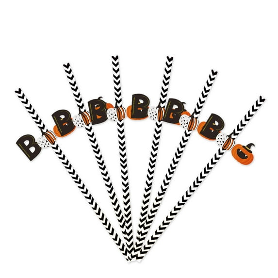 Wadada Halloween Straws, 48PCS Halloween Party Straws Paper Straight Straw Disposable Spider Pumpkin Lamp Witch Straw for Halloween Party Supplies Birthday Decoration (4 Style)