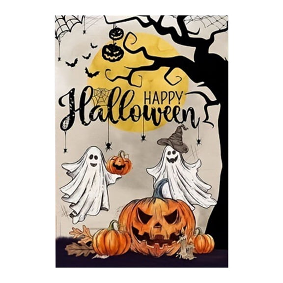 Wadada Halloween Welcome Garden Flag, Small Welcome Halloween Pumpkin Yard House Flags, Floral Double Sided Vertical Rustic Farmhouse Yard Seasonal Holiday Outdoor Decor (12x18 Inch)