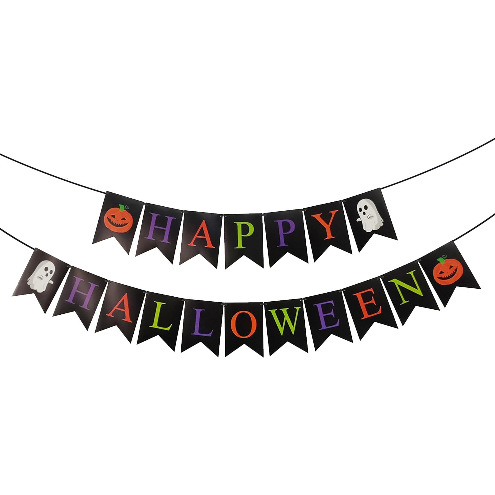 Wadada Happy Halloween Banner, Halloween Bunting Banners, Fabric No DIY Required Hanging Banner, Garland Halloween Black Orange Banner, for Halloween Home Office Party Favor Decor Supplies