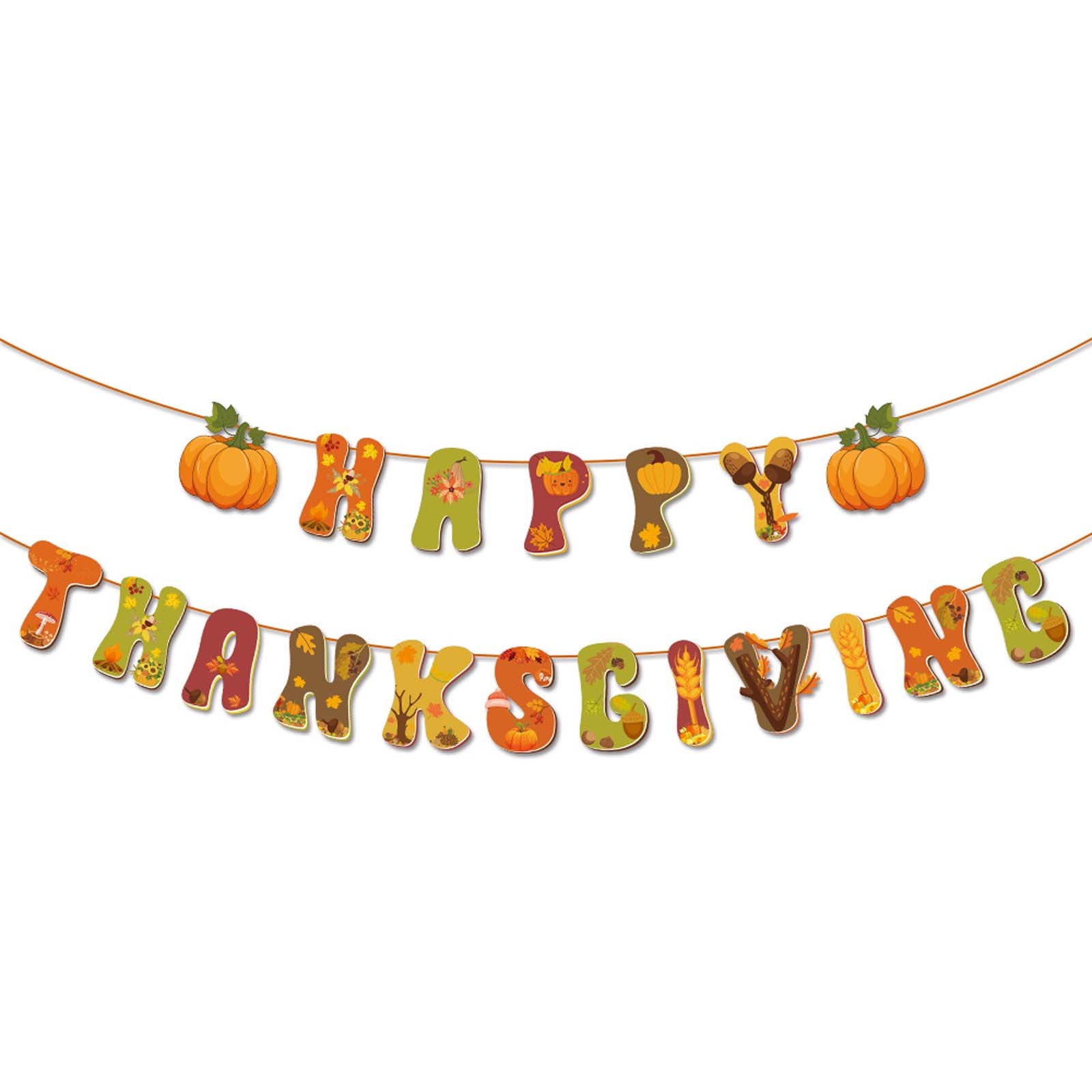 Wadada Happy Thanksgiving Decor Banner Give Thanks Banner Decor Fall Banner Thanksgiving Pumpkin Maple Leaves Banner for Thanksgiving Decorations Fall Give Thanks Party Outdoor Indoor Decor 2 Pieces