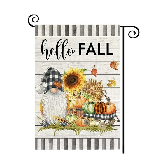 Wadada Happy Thanksgiving Fall Garden Flags for Outdoor,12x18 Inch Double Sided,Harvest Buffalo Plaid Pumpkins Yard Flags,Small Thanksgiving Day Garden Decor for Autumn Outside Porch Lawn Holiday