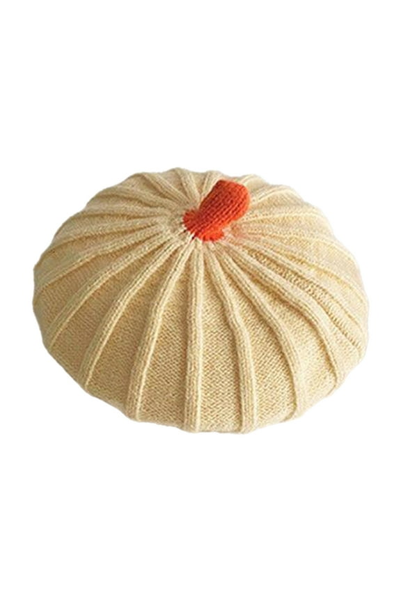 Hat Pumpkin Knit Beanie Plush Toddlers Cute Winter Warm Cap for Baby Boy Girl Halloween Christmas Orange
