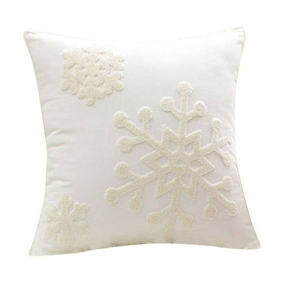 Wadada Holiday Throw Pillow Covers 18x18 inch, Decorative Pillow Cases Bed Sofa Couch, Christmas Winter Accent Decor Cushion Bedroom Living Room, Velvet Square Euro Sham Covers, Snowflake White