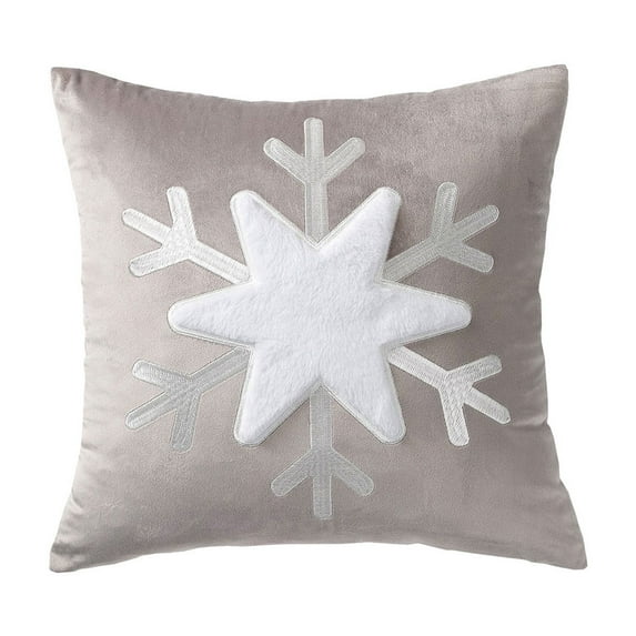 Wadada Holiday Throw Pillow Covers 18x18 inch, Decorative Pillow Cases Bed Sofa Couch, Christmas Winter Accent Decor Cushion Bedroom Living Room, Velvet Square Euro Sham Covers, Snowflake Gray