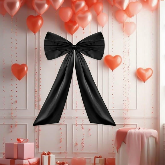 Wadada Large Black Bow for Coquette Room Decor, 40x24 In Satin Ribbon Tie Birthday Decorations, Giant Pastel Pink Hanging Wall Decor for Ballerina Girls