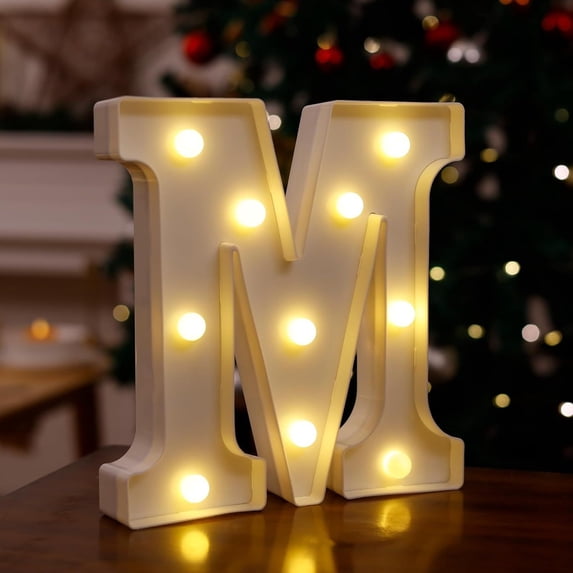 Wadada Light Up Letters, Led Letters Lights 26 Alphabet, Decorative Lighted Letters, Battery Powered Led Marquee Light Up Letters for Christmas Party, Bar, Night Light, Home Decor(6", Letter M)
