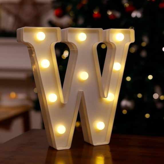 Wadada Light Up Letters, Led Letters Lights 26 Alphabet, Decorative Lighted Letters, Battery Powered Led Marquee Light Up Letters for Christmas Party, Bar, Night Light, Home Decor(6", Letter W)