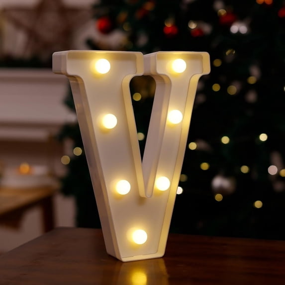 Wadada Light Up Letters, Led Letters Lights 26 Alphabet, Decorative Lighted Letters, Battery Powered Led Marquee Light Up Letters for Christmas Party, Bar, Night Light, Home Decor(6", Letter V)