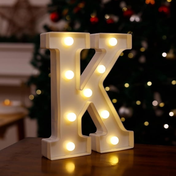 Wadada Light Up Letters, Led Letters Lights 26 Alphabet, Decorative Lighted Letters, Battery Powered Led Marquee Light Up Letters for Christmas Party, Bar, Night Light, Home Decor(6", Letter K)