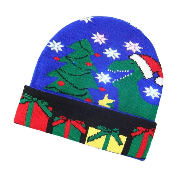 Wadada Light Up Christmas Hat, LED Christmas Beanie Unisex Knitted Beanie Holiday Hat for Xmas Party