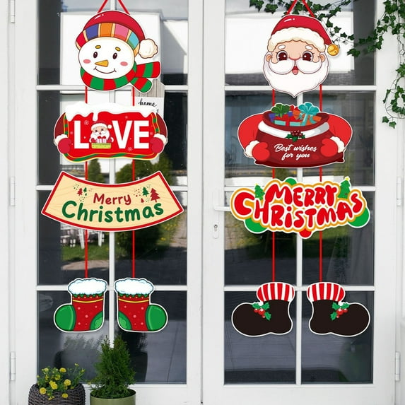 Wadada Merry Christmas Banner Christmas Door Banner Santa Claus Snowman Elk Christmas Decor Xmas Porch Hanging Banners Christmas Decorations Indoor Outdoor Christmas Door Cover Party Supplies