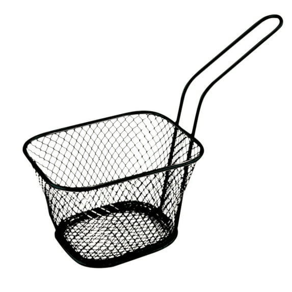 Wadada Mini Fryer Basket, 1PC Iron French Fry Holder Frying Strainer with Handle Table Serving Frying Chips Basket Deep Fryer Basket for Home Kitchen Restaurant Party Barbecue (Black)