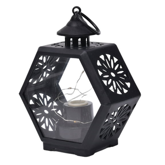 Wadada Mini Lanterns Decorative for Centerpiece, Hanging Small Black Lantern Bulk with Flickering LED Candles for Halloween Decorations, Wedding Decor, Christmas Table, Batteries Included