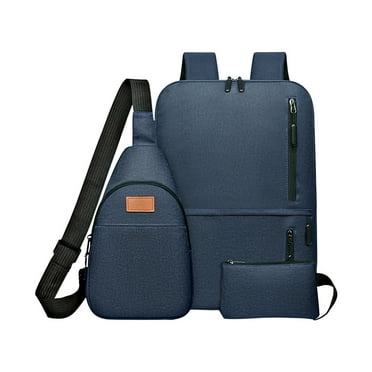 Wadada Multi-functional Backpack 3PCS Set for Men and Women,Extra Large School Backpack for Teens,16.5 inch Laptop Waterproof Backpack with USB Charging port for Business College Travel(Blue)