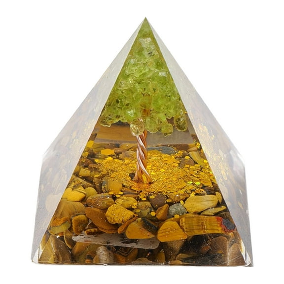 Wadada Orgone Pyramid Tree of Life, Orgonite Money Healing Crystals Pyramid for Positive Energy with Tiger's Eye Stones and Luck Crystal That Promotes Wealth, Prosperity and attracts Success