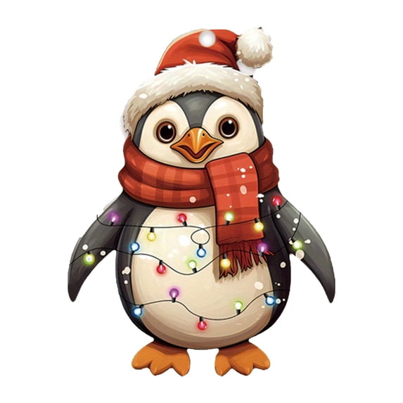 Wadada Ornaments for Christmas Tree Penguins with Santa Hats,2D Decorations Acrylic Funny Christmas Decorations for Tree Vintage Supplies Xmas Hanging Christmas Party for Mini Christmas Tree Snowflake