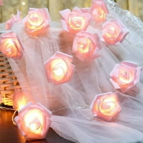 Wadada Pink LED Rose Flower String Lights, 10 ft Flower Fairy String Light 30 LED Garland Lights for Romantic Mother's Day Decoration Holiday Party Wedding, Valentine's, Birthday, Christmas