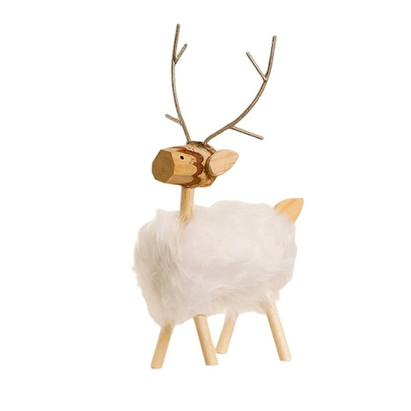 Wadada Plush Fabric White Figurines Reindeer Christmas Table Ornaments, Tabletop Standing Deer Christmas Decorations for Home Kitchen Centerpieces Xmas Winter Holiday Party