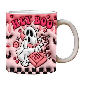 Wadada Pumpkin Coffee Cup With Ghost, Halloween Coffee Mug, Halloween Ceramic Coffee Mug, Trick Or Treat Halloween Tumbler Cup, Perfect And Best Spooky Gifts For Coffee Lover (1pcs)