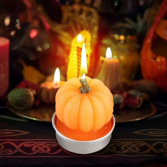 Wadada Pumpkin Shaped Scented Candles, Thanksgiving Fall Pumpkin Candles Decoration, Halloween Aromatherapy Candle for Home Kitchen Table Decor Halloween Party Supplies (Orange, 6PCS)