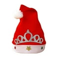thumbnail image 1 of Wadada Red Santa Hat Plush Christmas Hat with Princess Crown Xmas Party Hats Women New Year Festival Cap, 1 of 5