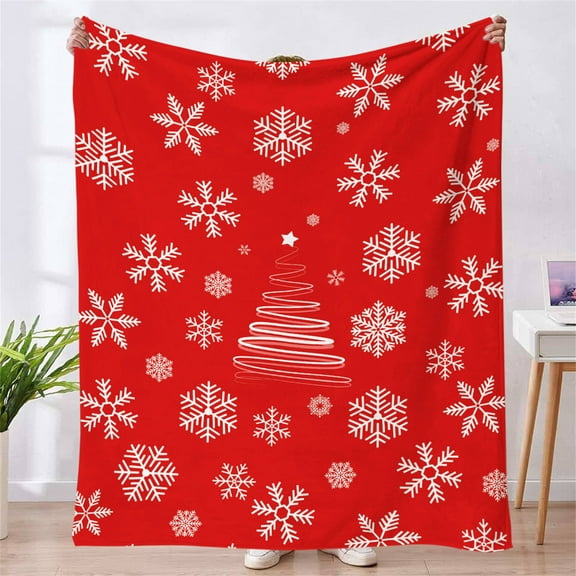 Wadada Red Snowflake Blanket Christmas Throw Blanket Winter Holiday Bed Blanket Super Soft Flannel Fleece Throw Blanket Cozy Fuzzy Plush Blanket for Couch Christmas Decor “50 x 60”