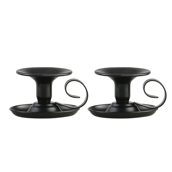 Wadada Retro Iron Taper Candle Holder Set of 2, Candlestick Holders Candlelight Stand with Handle Simple Ring Candle Stick Holder for Wedding Dinning Party Dinning Home Events Desktop Table Decor