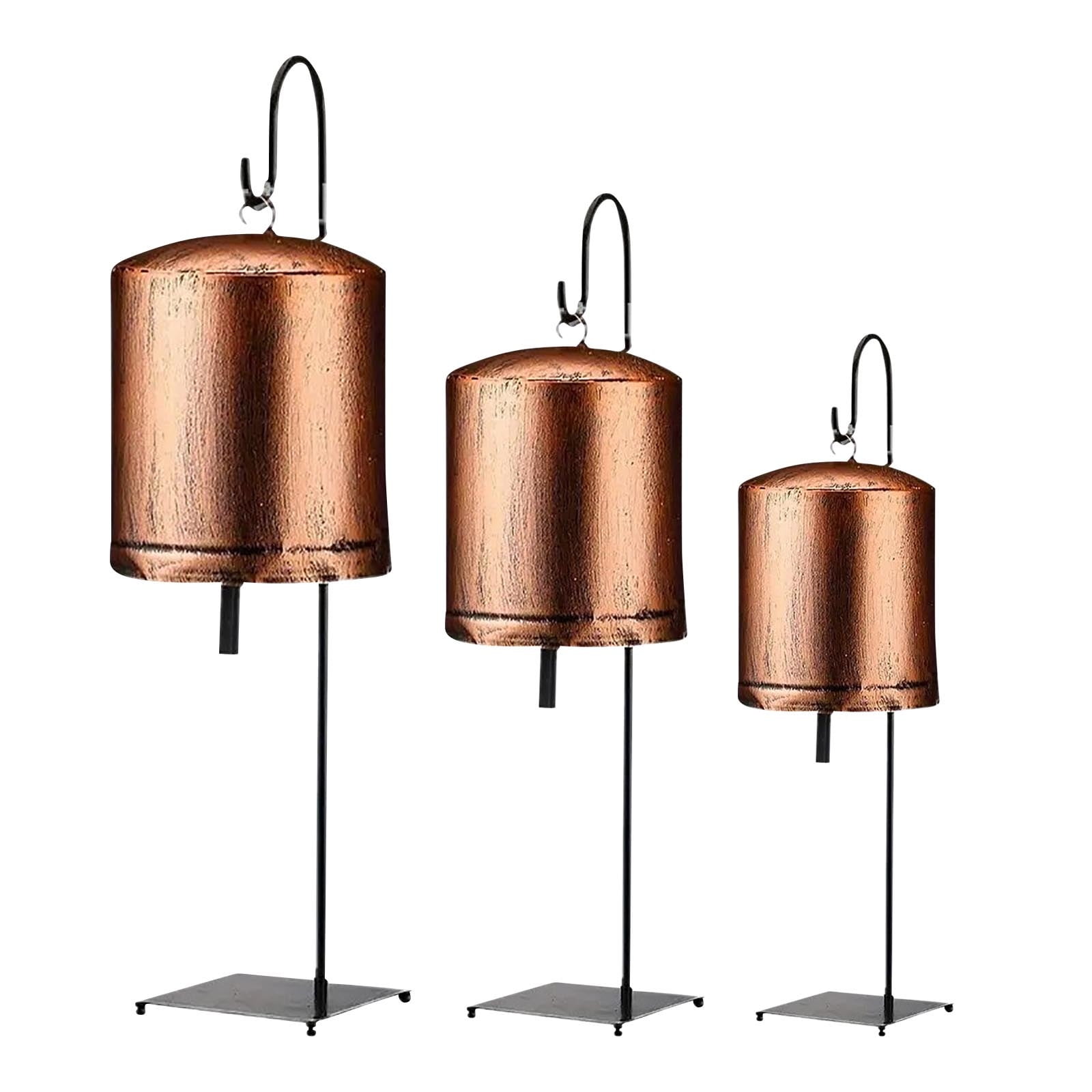 Set Of 5 Large XXL Farmhouse Bells - Vintage Style Harmony Shabby Chic Rustic Cow Bells For Christmas Decor - Gold On Rope - Decorative Hanging Ornaments