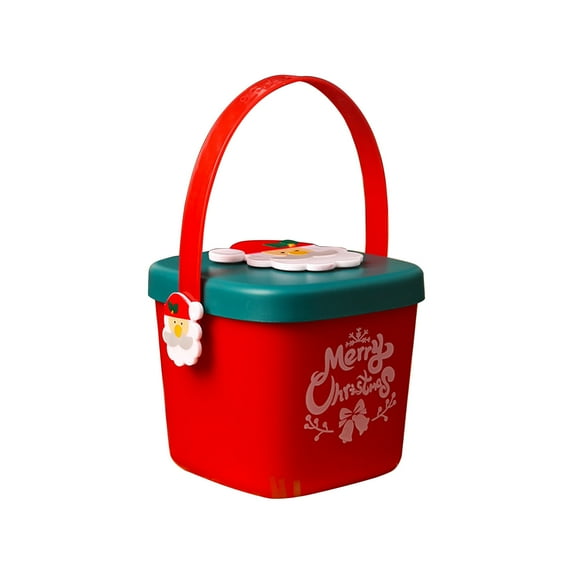 Wadada Small Christmas Buckets Plastic, Christmas Decorations Bucket pails, Christmas Candy Buckets with Handles and Lid, for Candy Favors Treat Gifts Xmas Party Home Table Decor (4.3x3.7 Inch)