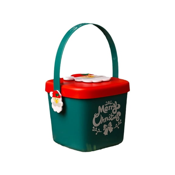 Wadada Small Christmas Buckets Plastic, Christmas Decorations Bucket pails, Christmas Candy Buckets with Handles and Lid, for Candy Favors Treat Gifts Xmas Party Home Table Decor (4.3x3.7 Inch)