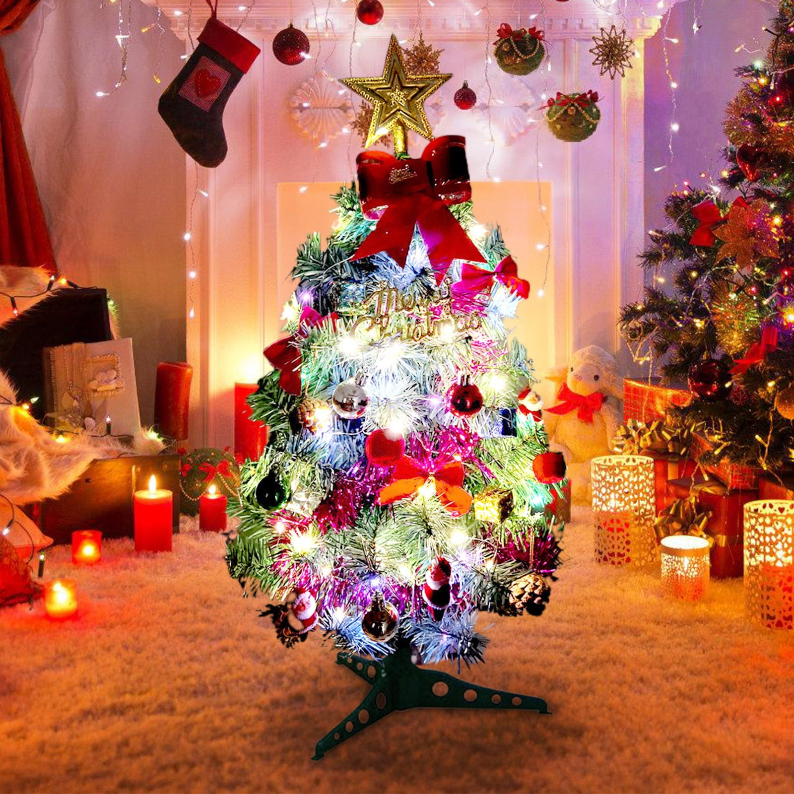 Wadada Small Christmas Tree with Lights 12 Inch Mini Tabletop
