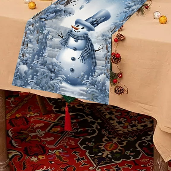 Wadada Snowman Christmas Table Runner 13 x 72 Inch Merry Christmas Table Runners Seasonal Winter Xmas Holiday Kitchen Dining Table Decoration for Indoor Outdoor Home Party Decor