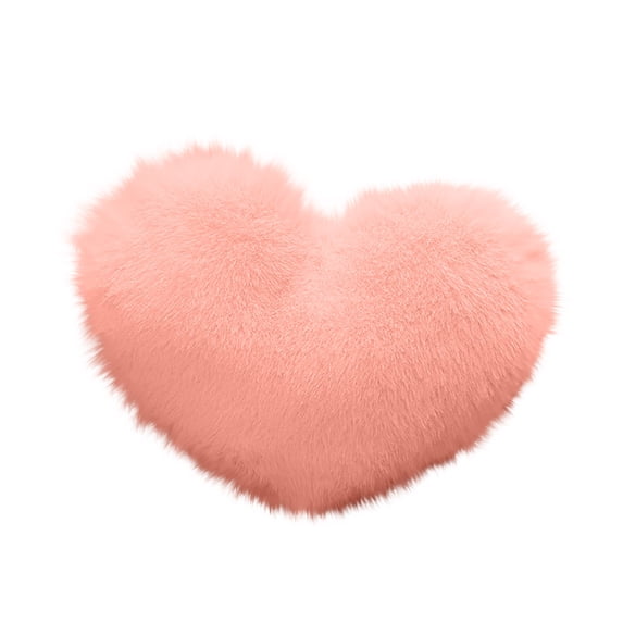 Wadada Soft Heart Throw Pillow Plush Heart Shaped Decorative Pillow Faux Rabbit Fluffy Heart Shaped Cushion for Girl on Valentine's Day Fit for Living Bed Dining Sofa Car (Pink)