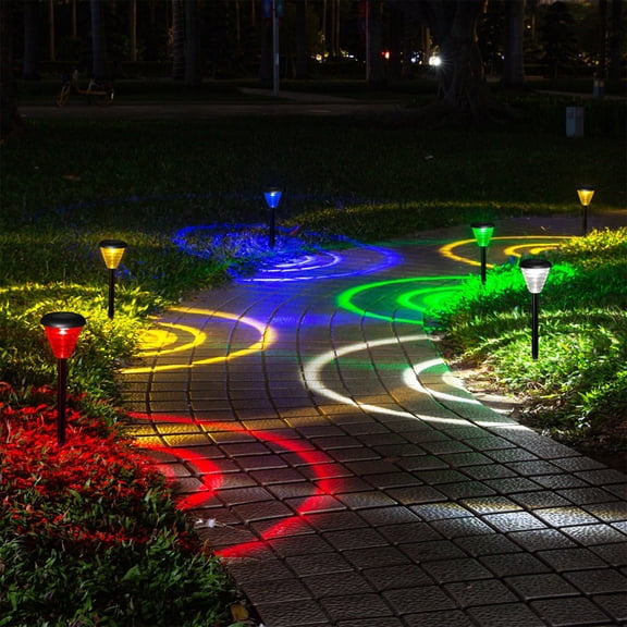 Wadada Solar Pathway Lights, Outdoor Solar Yard Lights, RGB Color Changing+Warm White, IP67 Waterproof LED Solar Lights for Garden Path Backyard Christmas Lawn Landscape Decorative