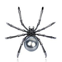 Wadada Spider Brooch Pins Black White Pearl Clear Crystal Corsage Lapel Jewelry for Women and Men Witch Halloween Pin Accessories