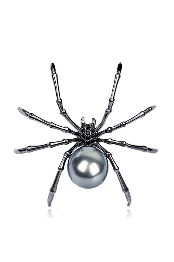 Spider Brooch Pins Black White Pearl Clear Crystal Corsage Lapel Jewelry for Women and Men Witch Halloween Pin Accessories