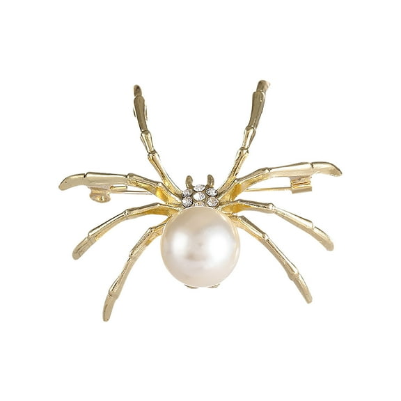Wadada Spider Brooch Pins for Men Women Witch Jewelry Halloween Pin Accessories Jewelry Fashion Victorian Style Mother of Pearl Body and Micro Pave Spider Brooches Pins Silver Tone Goth Accessories