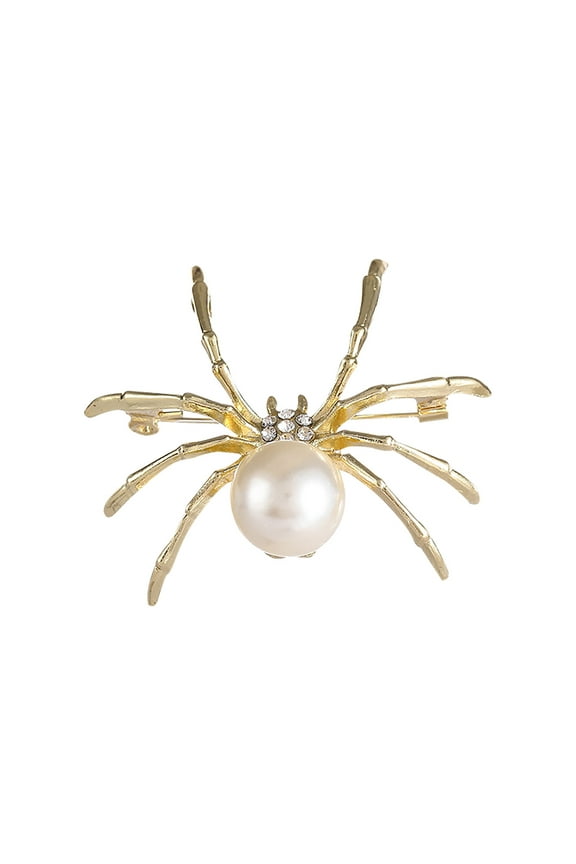 Spider Brooch Pins for Men Women Witch Jewelry Halloween Pin Accessories Jewelry Fashion Victorian Style Mother of Pearl Body and Micro Pave Spider Brooches Pins Silver Tone Goth Accessories