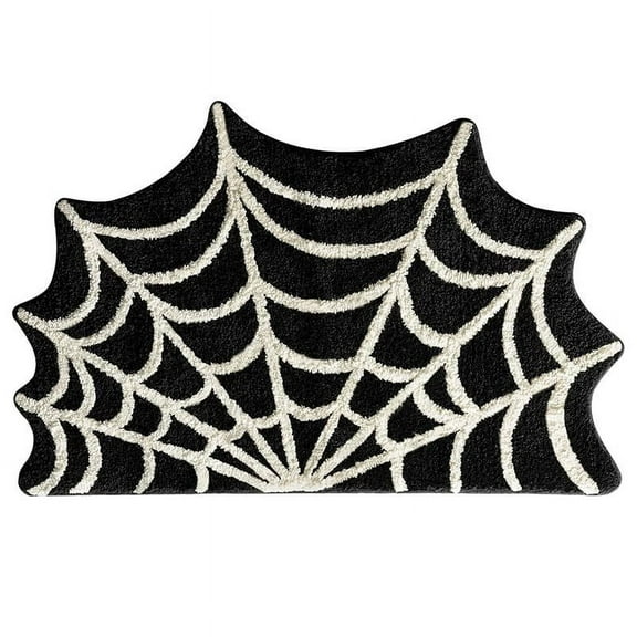 Wadada Spider Web Halloween Rug, Funky Gothic Cute Fun Halloween Bathroom Rugs Non Slip Kitchen Rug Non Slip Washable, Halloween Half Circle Area Rugs Front Door Porch Indoor Doormat (Inch)