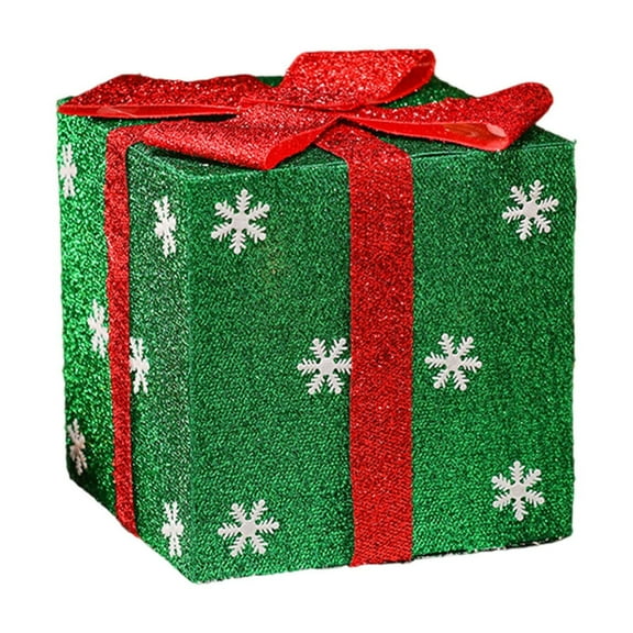 Wadada Stackable Christmas Nesting Gift Boxes,10x10x10 Inches Decorations Christmas Boxes, Green Red Stripe Paper Box Tower Decor with Satin Ribbon, for Holiday Thanksgiving New Year