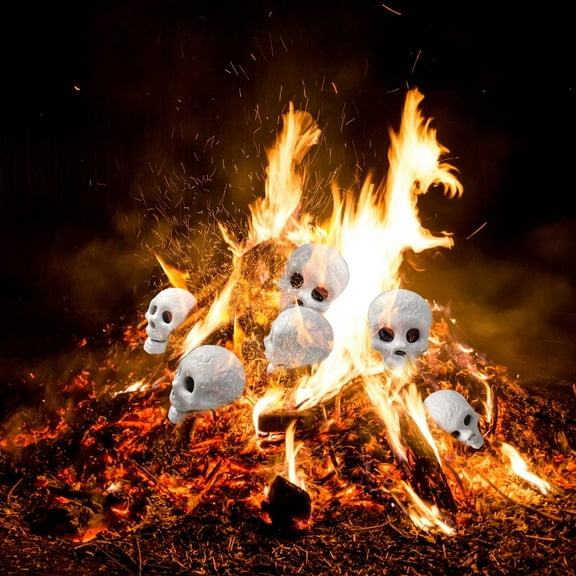 Wadada Terrifying Human Skull Fire Pit, Fireproof Imitated Human Skull Ceramic, Durable Reusable Fire Pit Skulls, Halloween Skull Shaped Fire Stones for Fire Pit Campfire Fireplaces (1Pcs, 3 Inch)