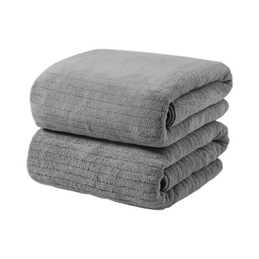 Wadada Ultra Soft Bath Towels 2 Pack (29" x 13") - Quick Drying - Microfiber Coral Velvet Highly Absorbent Towel for Bathroom, Absorbent Bathroom Towels, Quick Dry Bath Sheet, Soft Towel (Gray)