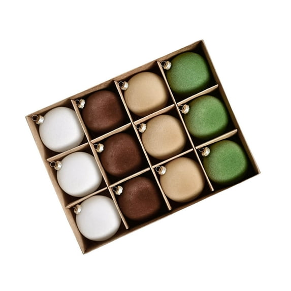 Wadada Velvet Christmas Balls Ornaments 12 PCS Flocked Christmas Tree Ball Ornaments Set 2.36 Inch Neutral Xmas Ornaments for Christmas Tree Decorations Shatterproof Christmas Ornaments for Holiday