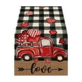 thumbnail image 1 of Wadada Watercolor Buffalo Plaid Hearts Truck Love Valentine's Day Table Runner, Anniversary Wedding Kitchen Dining Table Decoration for Indoor Outdoor Home Decor 13 x 72 Inch, 1 of 6