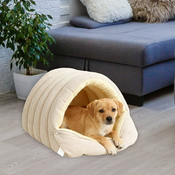 Wadada Winter Warm Pet Sleeping Bag for Indoor, Cozy Winter Pet Beds for Small Dog and Cat, Plush Cats Sack Self Warm Bed Cave, Burrow Dog Bed, Foldable Cat Beds (Beige)