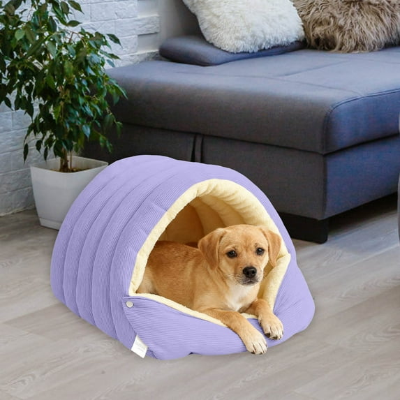 Wadada Winter Warm Pet Sleeping Bag for Indoor, Cozy Winter Pet Beds for Small Dog and Cat, Plush Cats Sack Self Warm Bed Cave, Burrow Dog Bed, Foldable Cat Beds (Purple)