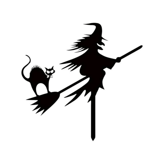 Wadada Witch Halloween Decorations, Outdoor Garden Metal Stakes Decor, Halloween Silhouette Party Yard Signs with Stakes,Trick or Treat Party Supplies for Kids Home Party